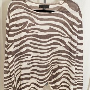 Zara Cream and Brown Zebra Stripe Pullover